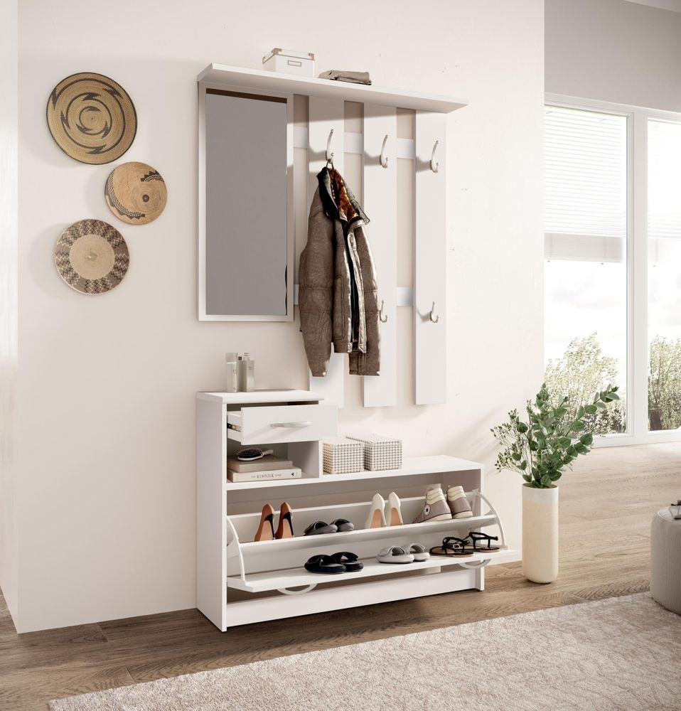 Kompaktgarderobe Vera – Garderobe mit Stauraum und Spiegel