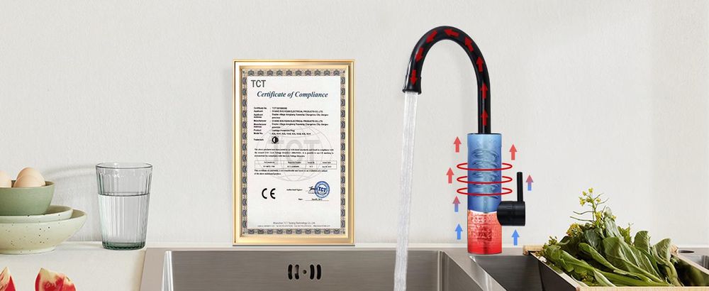 Homelody Elektrische Küchenarmatur mit Durchlauferhitzer, Smart Heater Wasserhahn 360° drehbar, Schwarz Wasserhahn Küche mit LED Temperaturanzeige
