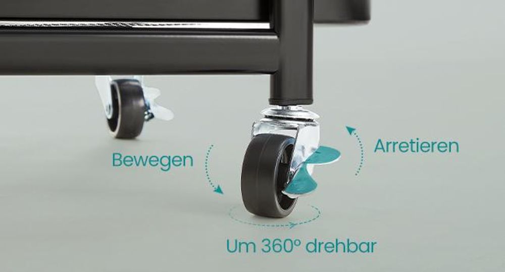 SONGMICS Rollwagen, Küchenwagen, 3 Metallgitterablagen, Servierwagen, 2 abnehmbare Lochplatten, 2 Hängekörbe, 4 Haken