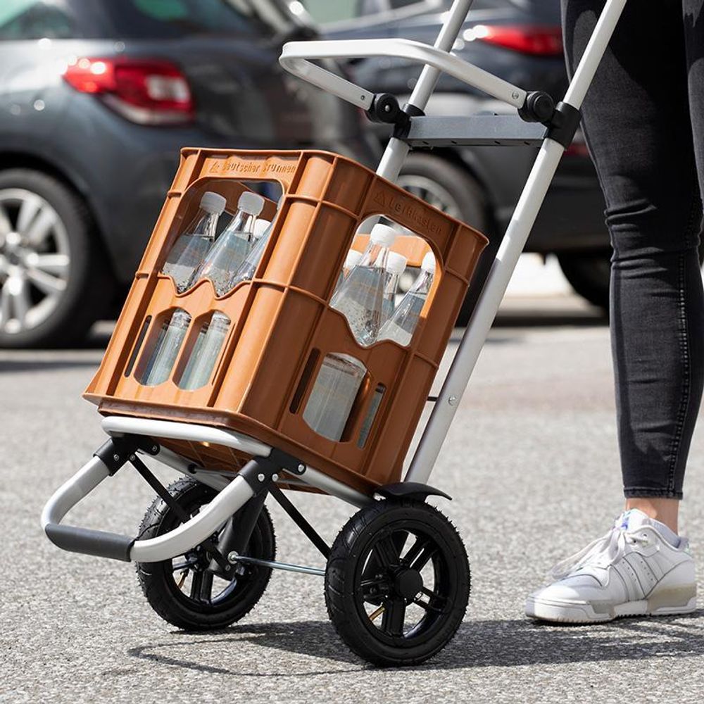 Meister Einkaufstrolley Premium Schwarz, 45 L Klappbarer Einkaufsroller mit Luftreifen