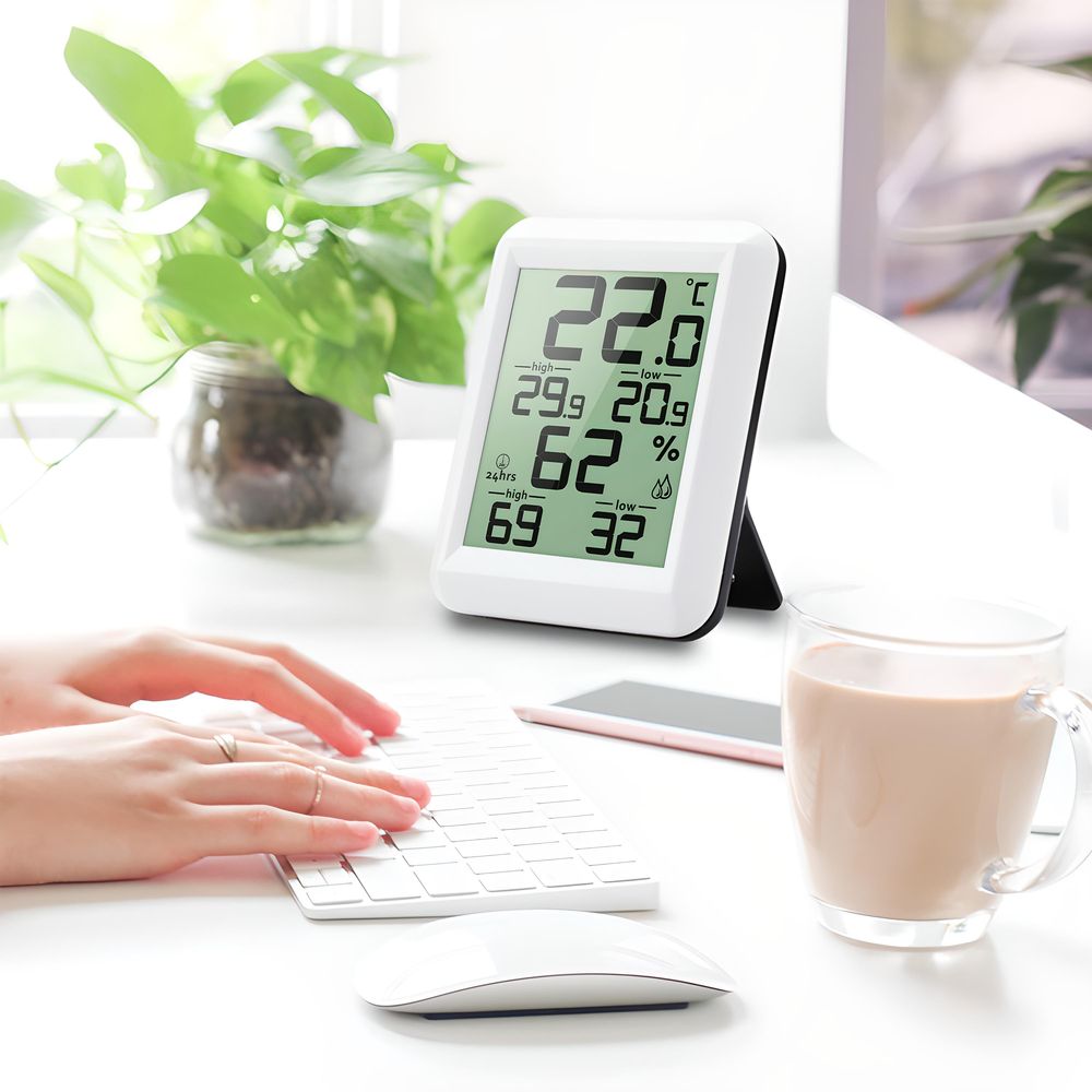 Thermometer Hygrometer Digital Innen LCD Raumthermometer Feuchtigkeitssensor Luftfeuchtigkeit Temperatur Innenräume Büro Babyzimmer Wohnzimmer Retoo
