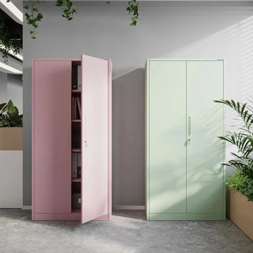 Aktenschrank Büroschrank Metallschrank Stahlschrank Werkzeugschrank Stahlblech Pulverbeschichtet Flügeltürschrank Abschließbar 195 cm x 90 cm x 40 cm Farbe: Rosa