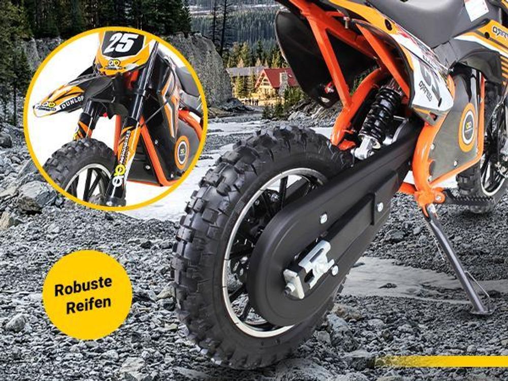 Actionbikes Motors Kinder Enduro Elektro Crossbike | 500 Watt - Bis 24 km/h - Motocross - Pocketbike - Cross Bike - Motorrad - Dirt Bike (Orange)