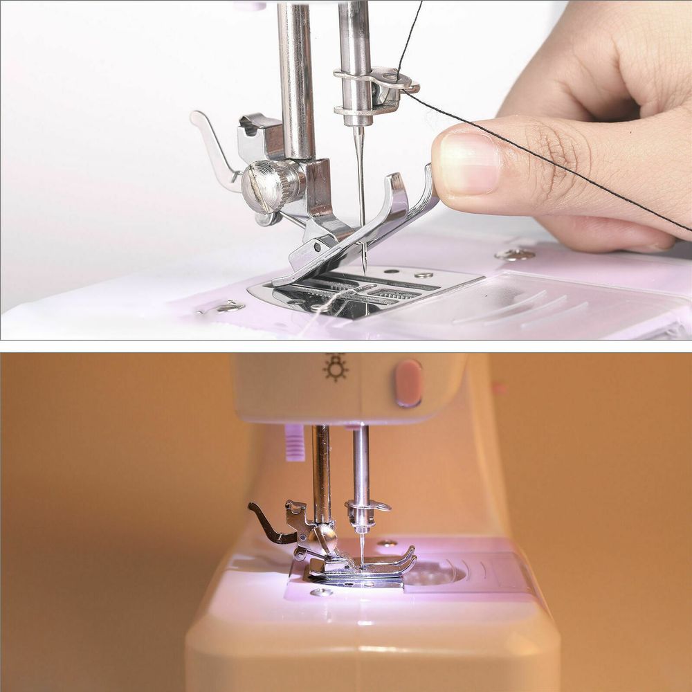 Elektrische Nähmaschine Tragbar Mini-Nähmaschine 2 Geschwindigkeit Mini Reisenähmaschine Nähen Maschine Doppelgewinde Foot Pedal Fusspedal Retoo