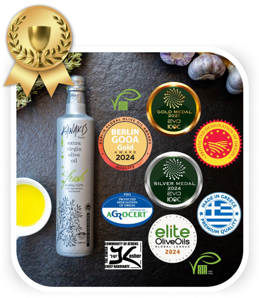 Olivenöl 500 ML - Aus Grünen Oliven - Natives Olivenöl Extra - EV FRESH - Glasflasche - reich an Nährstoffen - Fruchtiges Aroma