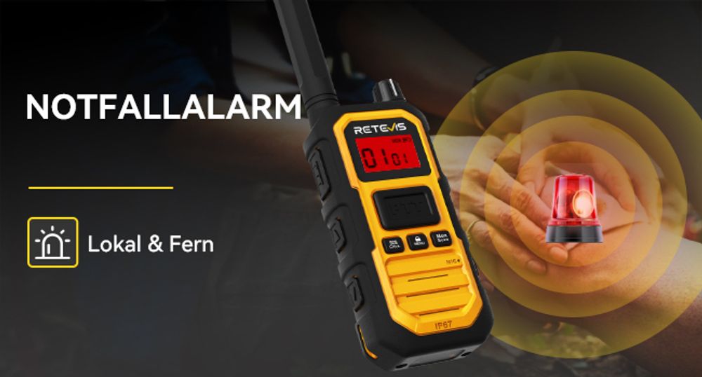 Retevis RB648 Plus Walkie Talkie mit Großer Reichweite, Wasserdichtes Funkgerät IP67, 2000mAh Typ C, Dual-PTT, Vibrationserinnerung