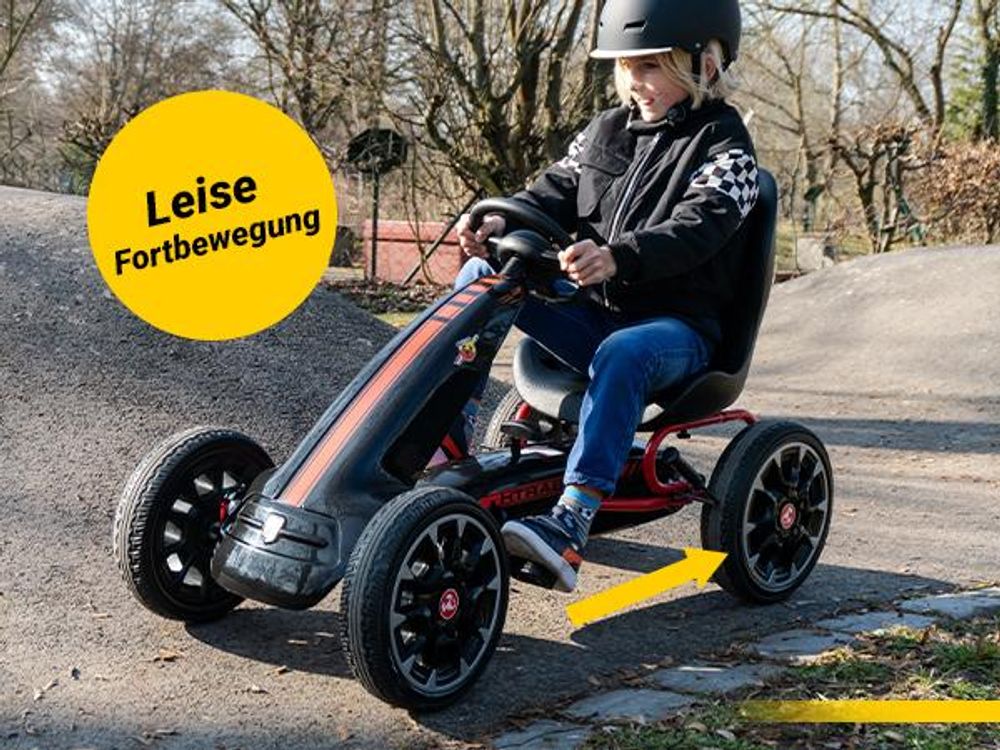 Miweba Pedal GoKart Abarth | Tretauto - Tretfahrzeug - Pedalfahrzeug - Kinder Auto - Freilauf - Verstellbarer Sitz - EVA-Reifen - Drift Kart (Schwarz)