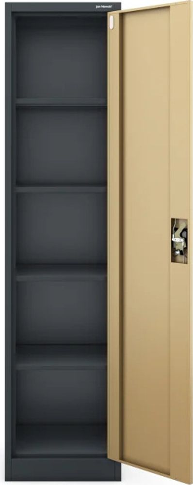 Büroschrank Aktenschrank Metallschrank Lagerschrank 4 Fachböden Flügeltür Pulverbeschichtung Stahlblech 185 cm x 45 cm x 40 cm (anthrazit-holzoptik)