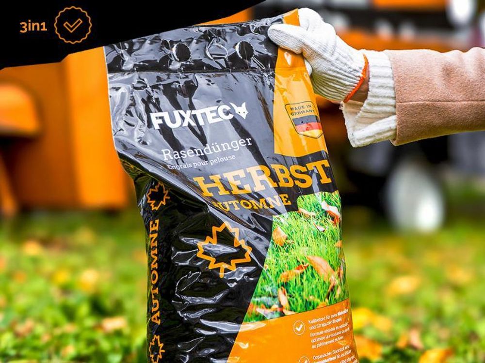 FUXTEC Herbstrasendünger FX-RDH5 | Kaliumdünger für ca. 250 m² | 5 kg Granulat für Herbstpflege | Frosthärte & widerstandsfähiger Rasen