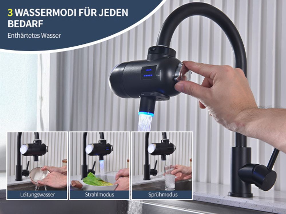 Wasserfilter für Wasserhahn, Desinfektion mit Blaulicht,Geruchsfreies Trinkwasser, Entfernt Chlor, Schwermetalle Geschmack,Hygienisches Trinkwasser