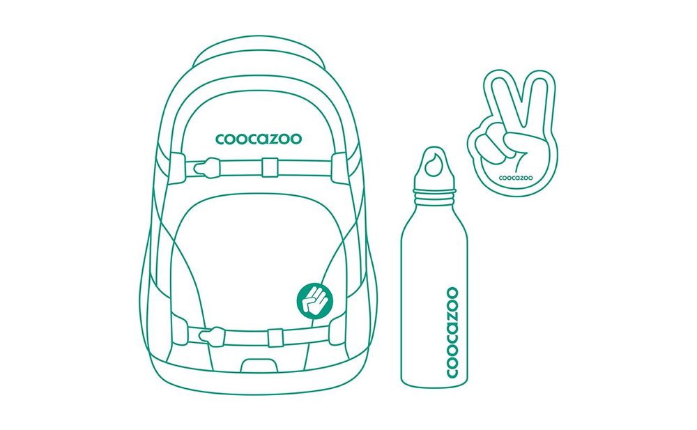 Das Bild zeigt den Lieferumfang des Schulrucksack-Sets.