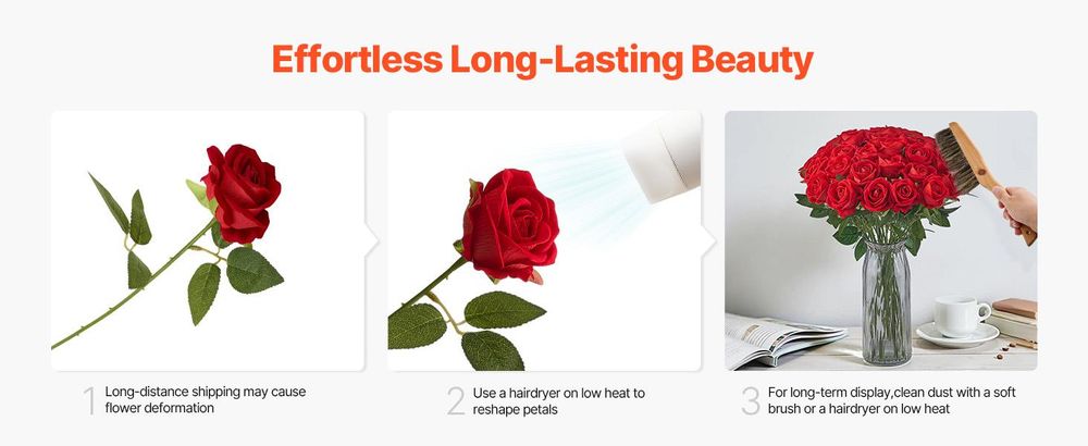 VEVOR Künstliche Rosenblätter, 500 Stück Kunstblumen Rot, Schaumrosen, für DIY Hochzeitsstrauß, Brautstrauß, Valentinstag, Muttertag, Heimdekoration
