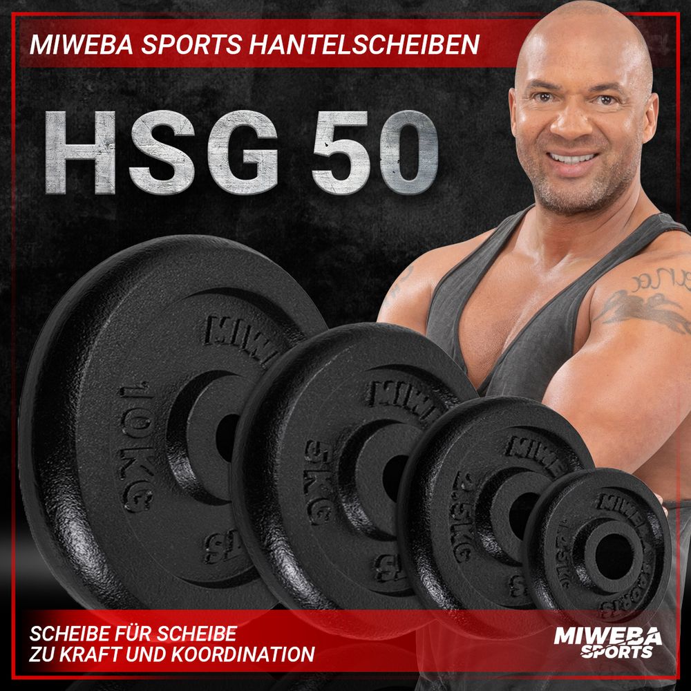Miweba Sports Hantelscheiben Set | Gusseisen - Hantelgewichte - Gewichtsscheiben - Fitness Scheiben - Gewichte für Hantel - Ø30mm - Schwarz - 2x5 kg