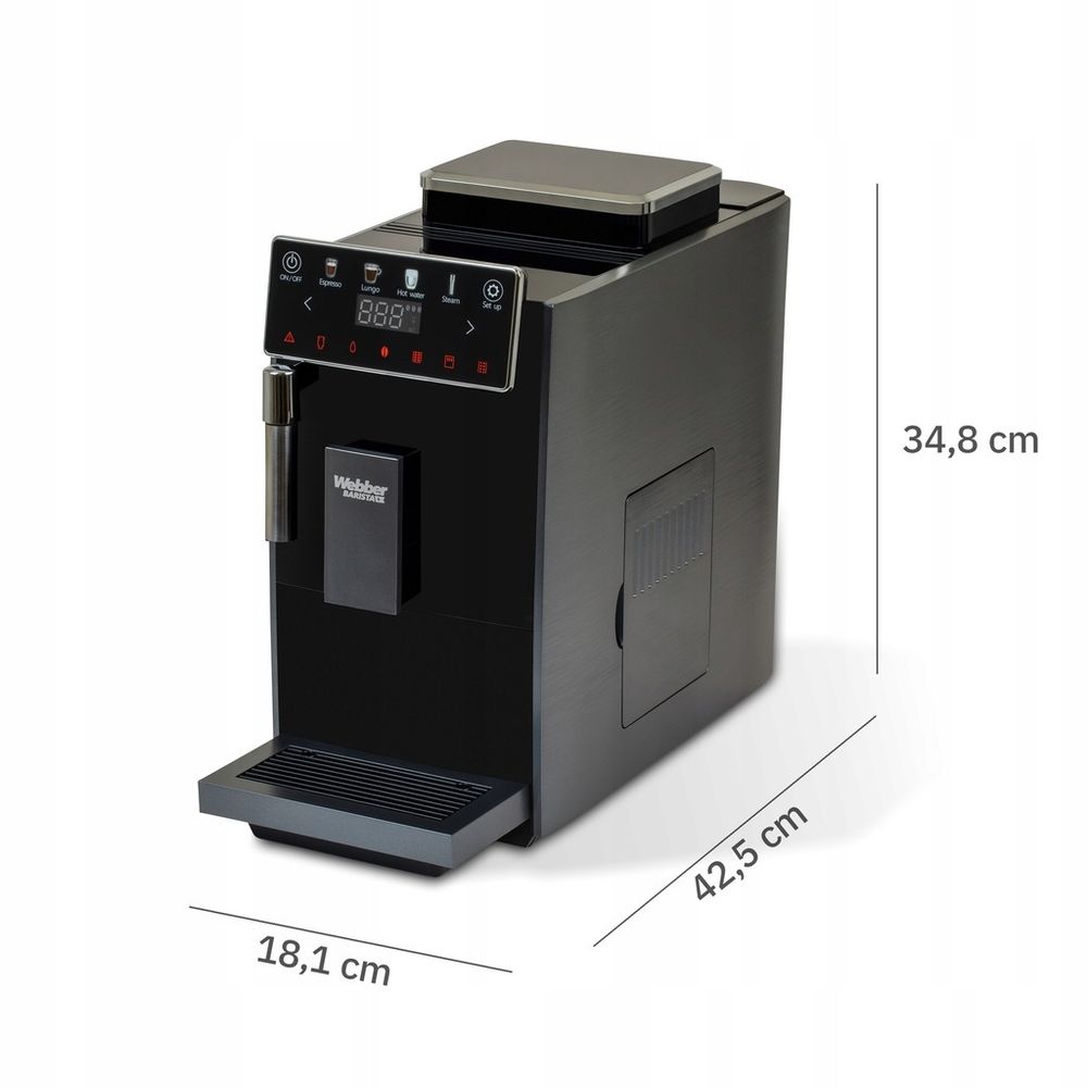 WEBBER A7 VENETO Kaffeevollautomat – 19 bar Druck, Espressomaschine mit Milchaufschäumer, automatische Bedienung
