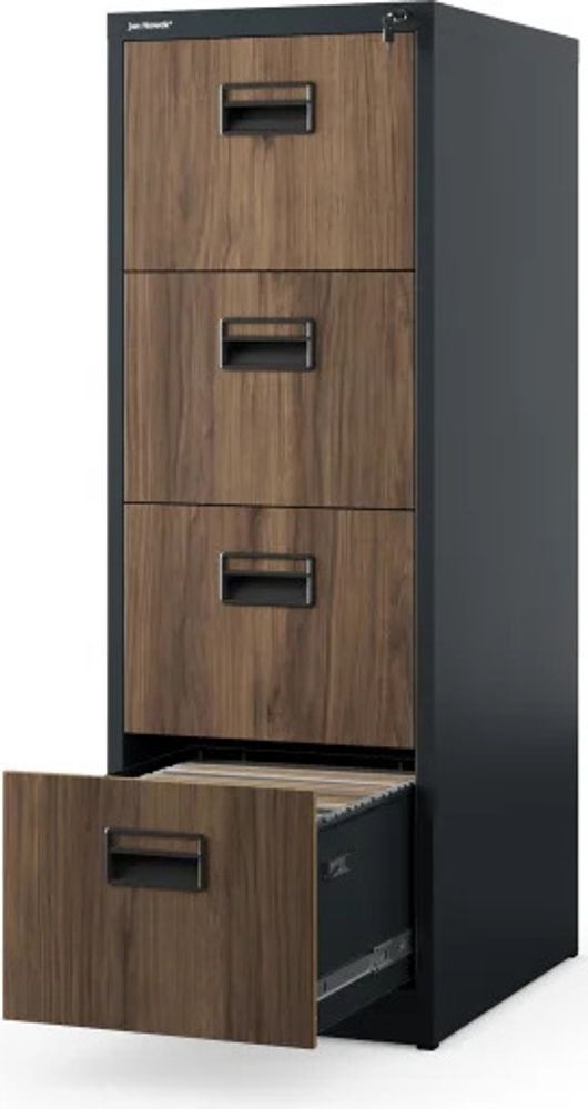 Aktenschrank Büroschrank Stahlschrank anthrazit-holz  132x46x62