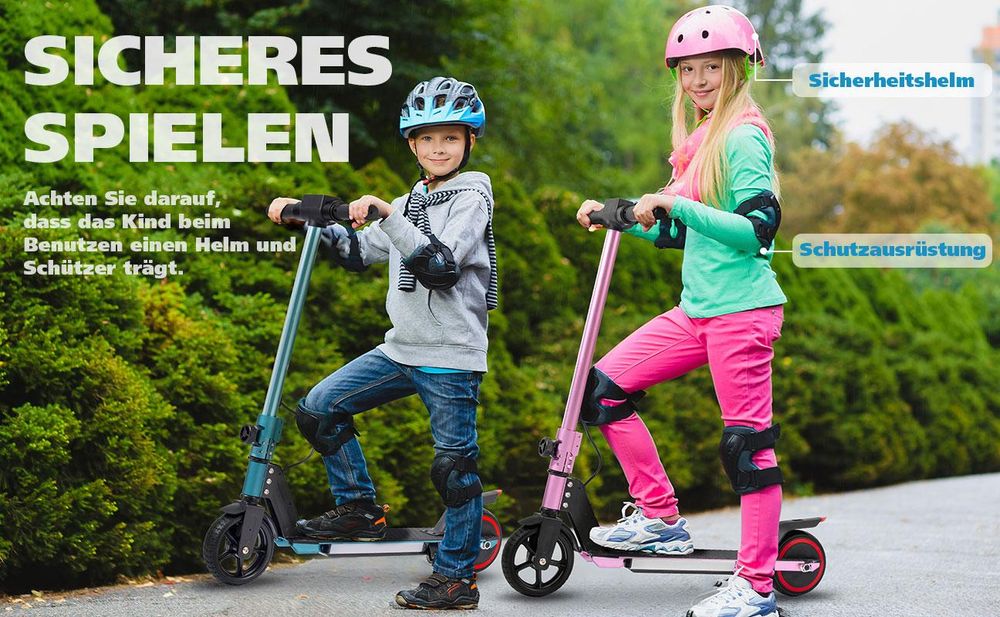 Draixcor Elektro-Kinderroller 6,5 Zoll E-Roller für Kinder 6-15 Jahre, klappbar, LED-Display, Licht, Vollgummireifen, Fußbremse, ca. 5-8 km Reichweite