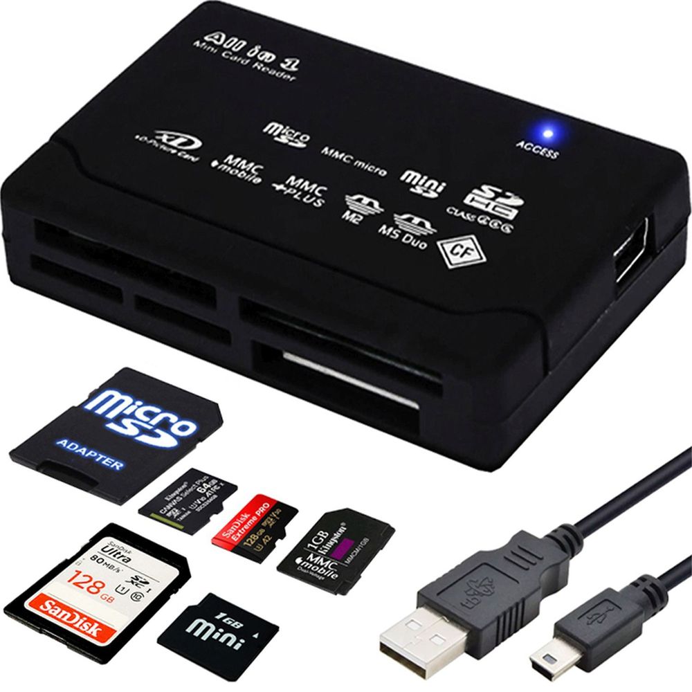 Speicherkartenleser Cardreader 7 in1 Card Reader für USB Micro SD SDXC SDHC TF UHS-I MMC Adapter Kartenlesergerät Multi Kartenleser Lesegeraet Retoo