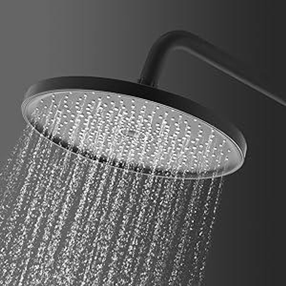 STANEW Duscharmatur Badezimmerdusche mechanisches Duschset, Regendusche mit rundem Duschkopf und 3 Düsen, Schwarz