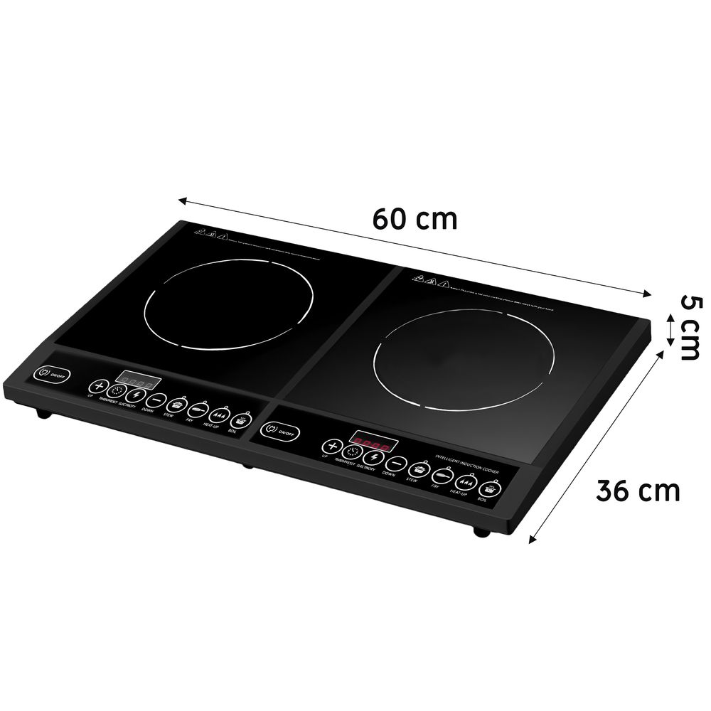 Induktionskochfeld 4000W 2 Platten Induktionskochplatte mit Touch Steuerung 2-Burner Induction Plate Timer 10 Temperaturstufen 2x2000W Schwarz Retoo