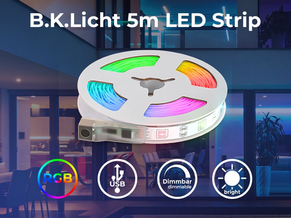 5m LED Band Streifen RGB Stripe Licht-Leiste Lichtschlauch + Farbwechsel