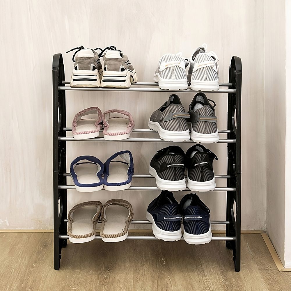 Schuhregal mit 2 Ablagen Schuhablage Schuhschrank Stahlrohre Schuh Organizer mit Regalebenen Langlebig und Stabil für Wohnzimmer Flur 66x33x20cm Retoo