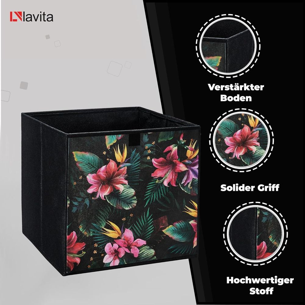 Lavita Storage Box | faltbare Aufbewahrung Boxen 31 x 31 x 31 cm | Schubladen-Organizer Box| Ordnungssysteme für Kleidung | Kleideraufbewahrung & Organisation | Blumen | 6 stück