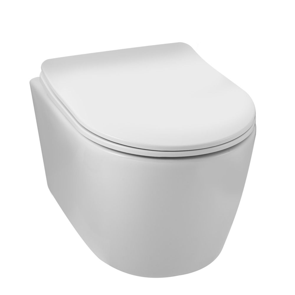 Hänge WC mit Tornado-Spülsystem weiß mit Absenkautomatik – spülrandlose Toilette aus Keramik