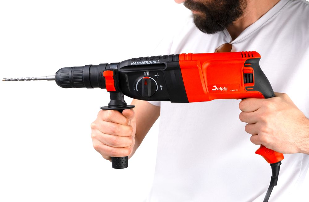 Delphi Bohrhammer, Schlagbohrhammer, SDS+ power, Bohren, Schmieden, 2600 W, 4J, großer Satz, Schlagzahl: 4000/min, Selbstklemmendes Bohrfutter, 4 Betriebsarten