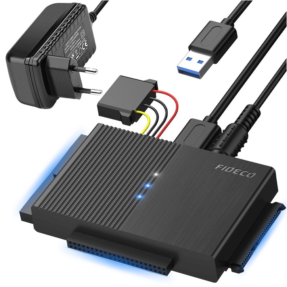 Adapter USB 3.1 auf SATA Ide kompatibel 2,5/3,5 Zoll Festplatte/SSD bis zu 16 TB, 5 Gbit/s, DC-Stromversorgung 1