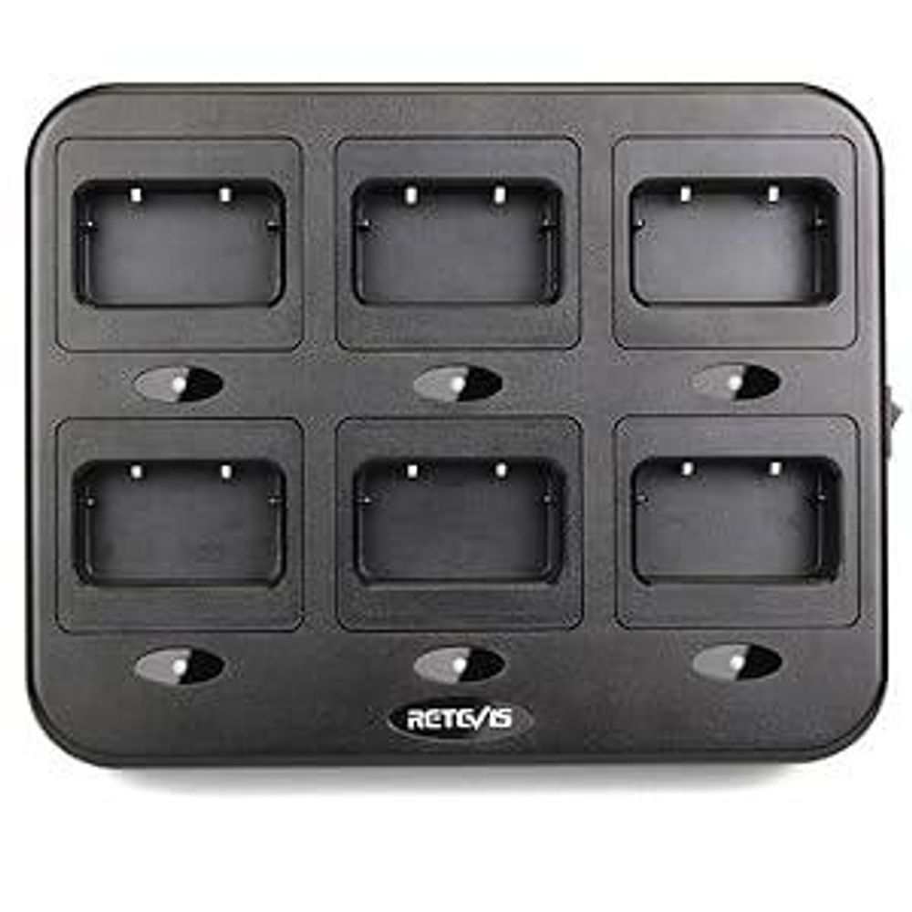 Retevis RT24 RT28 RT24V RT21 Walkie Talkie 6-Wege-Ladegerät Funkgerät Multi-Ladegerät Walkie Talkie Ladegerät Kann 6 Funkgeräte oder 6 Batterieladegeräte (Schwarz)