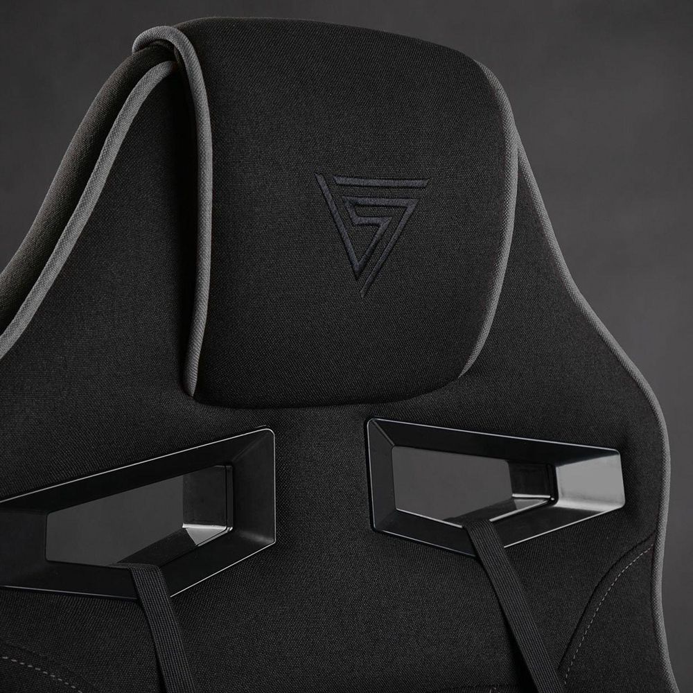 SENSE7 Knight Gaming Krzesło z tkaniny czarno-szare - Ergonomiczne krzesło biurowe Krzesło biurkowe Krzesło komputerowe Krzesło dla graczy Krzesło wyścigowe 120 kg krzesło