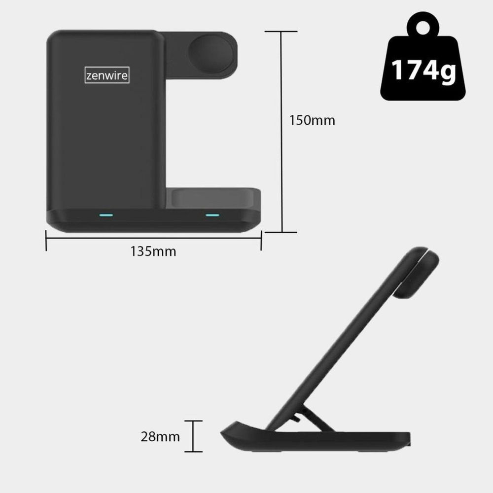 Ładowarka bezprzewodowa - 3 w 1 - USB-C - Ładowarka indukcyjna do telefonów - do smartfonów, smartwatchy