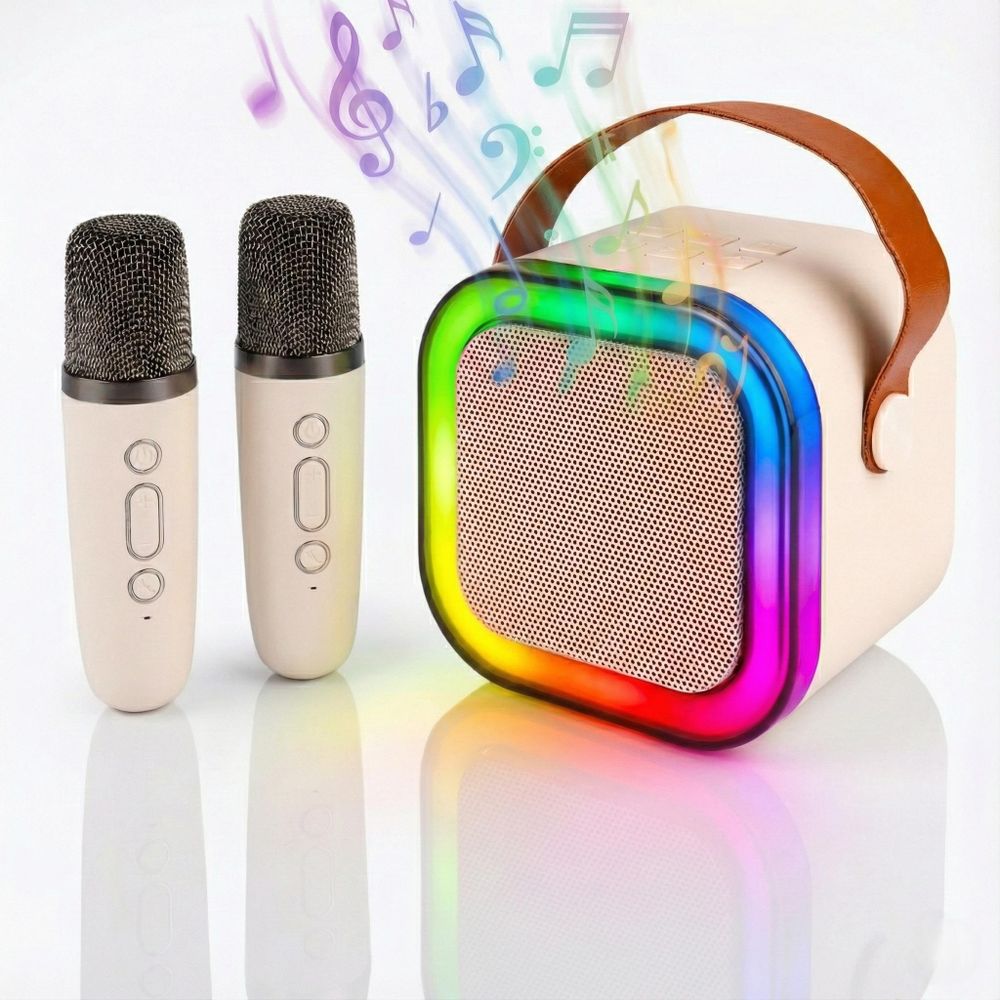 Karaoke Lautsprecher mit zwei Mikrofonen und Bluetooth.