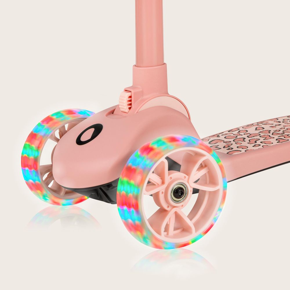 Lionelo Franky 2in1 Kinder Laufrad bis 20 kg Balance Roller bis 50 kg Höhenverstellbar, LED-Räder, rutschfestes Trittbrett, Korb Pink