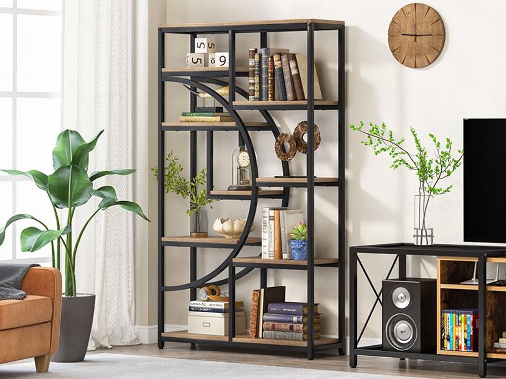 Tribesigns Bücherregal, industrielles 5-stöckiges Etagere-Bücherregal, freistehend Display-Regal, mit 9 offenen Ablageflächen