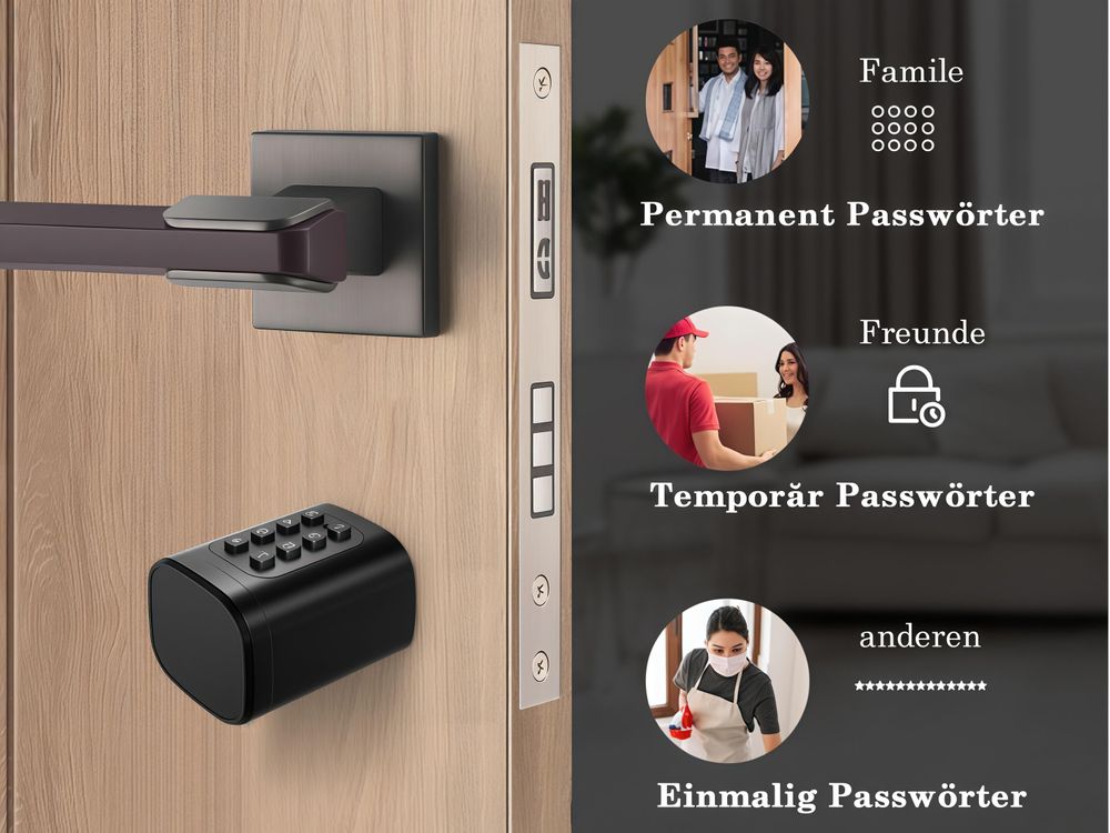 Smartlock Schließzylinder 60-90mm, Elektrisches Türschloss Haustür, Schloss mit Fingerabdruck, PIN, RFID, Tuya App & Notschlüssel