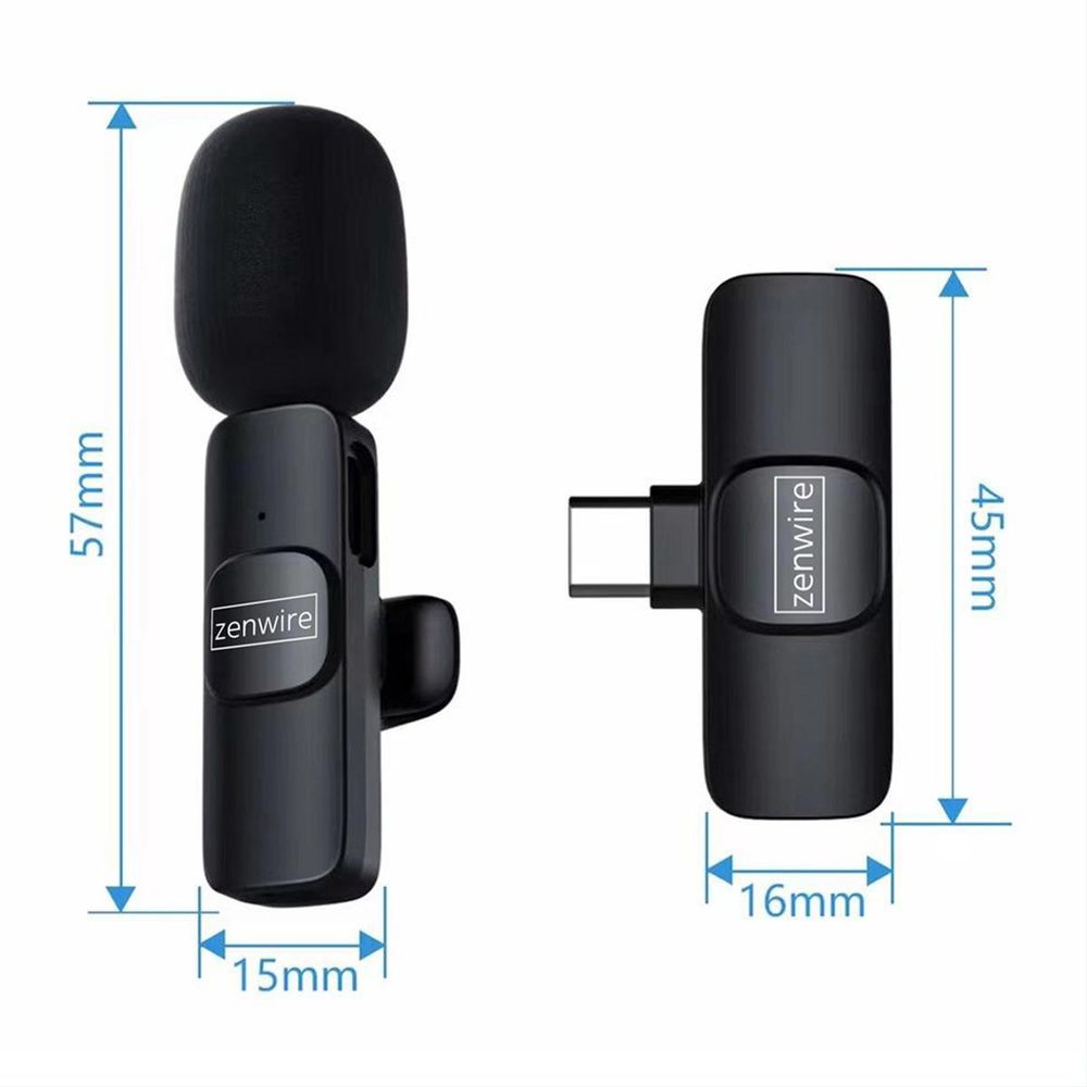 Mini-Mikrofon - Ansteckmikrofon - kabellos - Kondensator - Schwarz - USB-C - Bluetooth Mikrofon