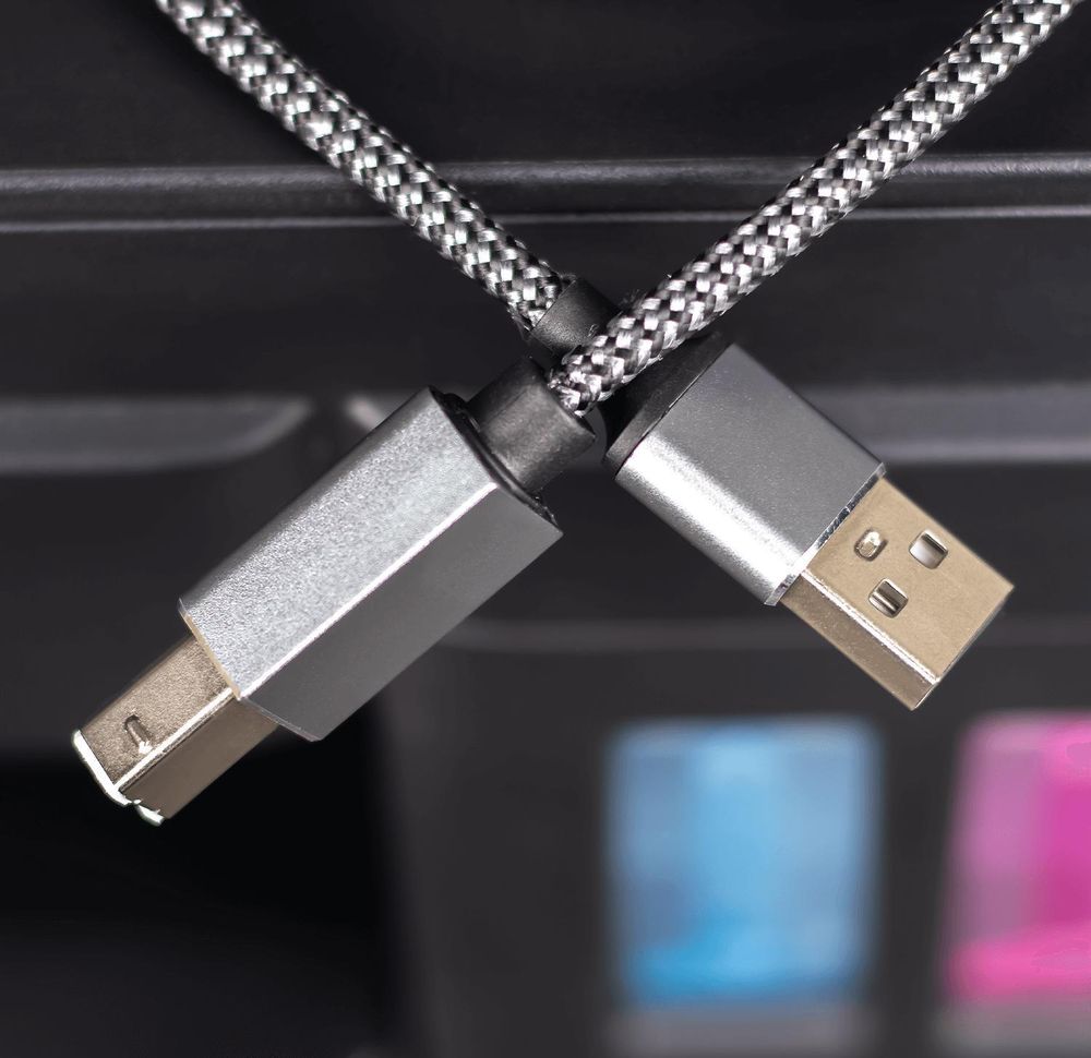USB 2.0 Druckerkabel 3m Typ A auf Typ B High Speed Scannerkabel für HP Epson Brother Canon Drucker Silber Nylon Reagle