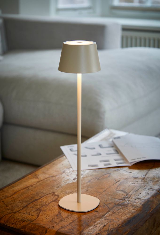 LED Tischlampe Flaschenleuchte 3in1 max. 45cm hoch warmweißes Licht (3000K) beige
