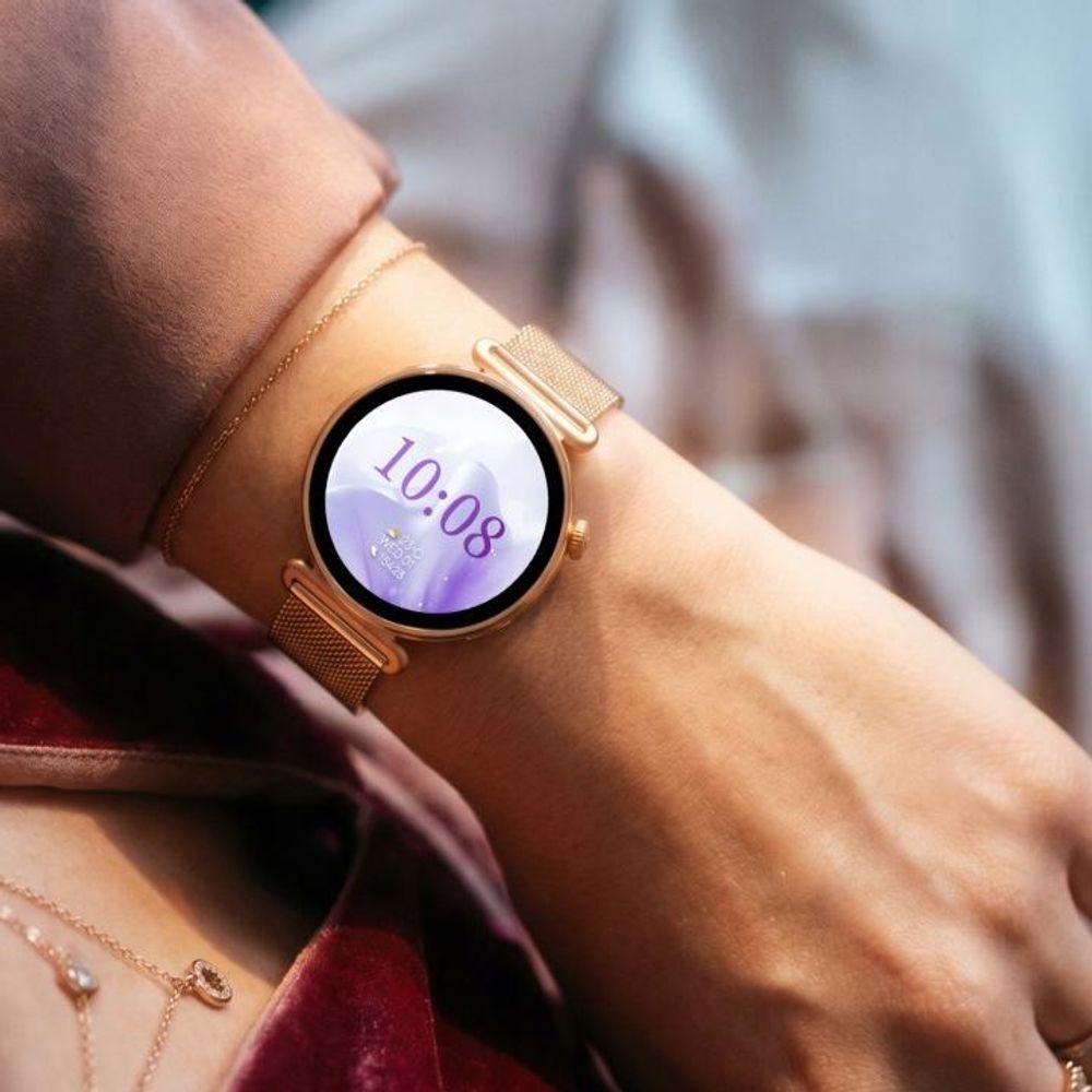 Zegarek smartwatch Rosadust SB-380 dla kobiet w kolorze różowego złota z paskiem magnetycznym
