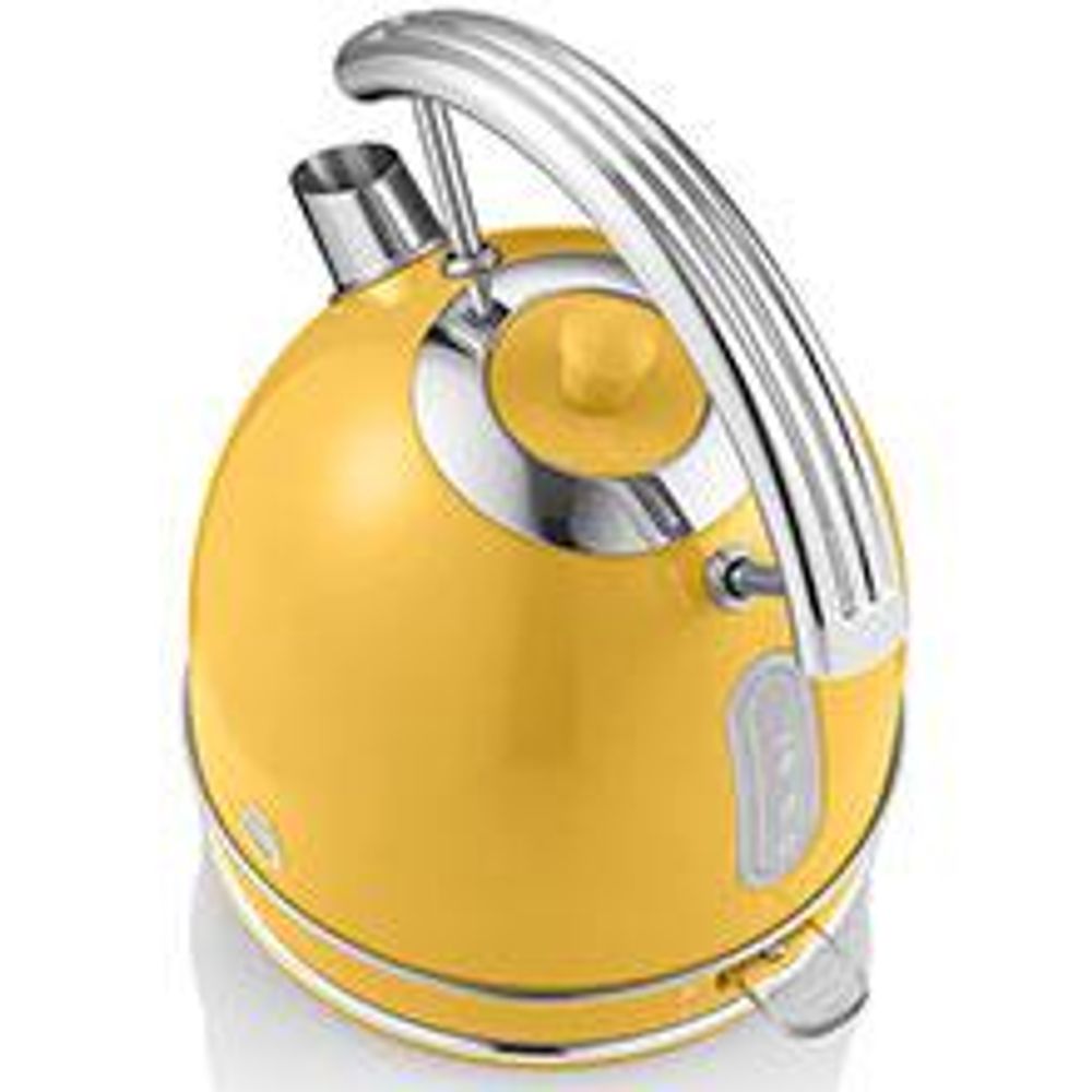 SWAN SK14630YELNEU Retro Elektrisch Wasserkocher 1,8L Vintage Abschaltautomatik Kabellos, Edelstahl Gelb