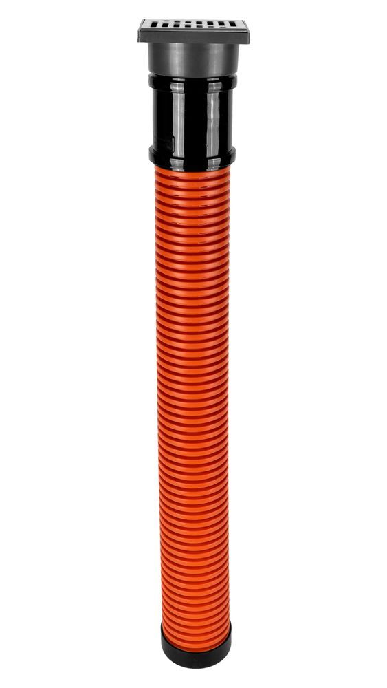 ScarMaxx - Sickerschacht 1m Rohr, DN 110mm - mit Gitter, Löchern und Behälter - Schwarz