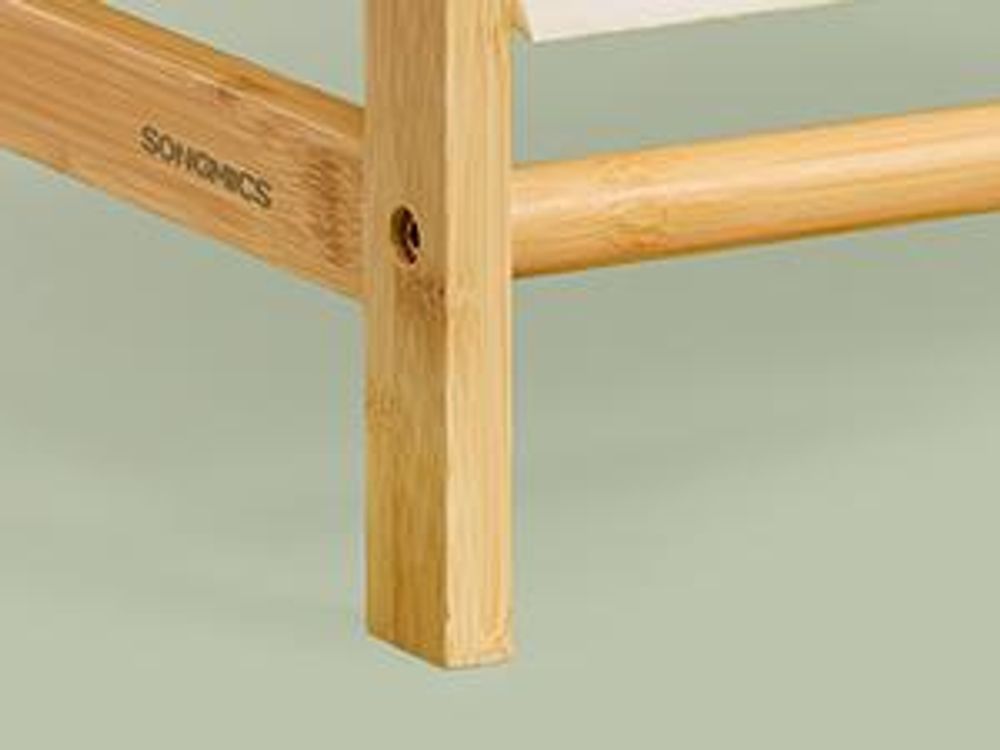 SONGMICS Wäschesammler mit Deckel, 3 Fächer Wäschekorb mit Bambusrahmen, Wäschesack abnehmbar, 150 L