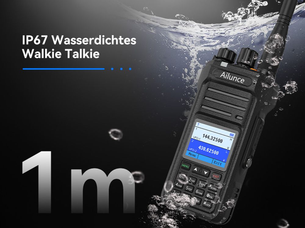 Retevis Ailunce HA1UV Funkgeräte, IP67 wasserdicht, 2800 mAh, Repeater-fähig, Walkie Talkie mit großer Reichweite Outdoor-Abenteuer Wandern