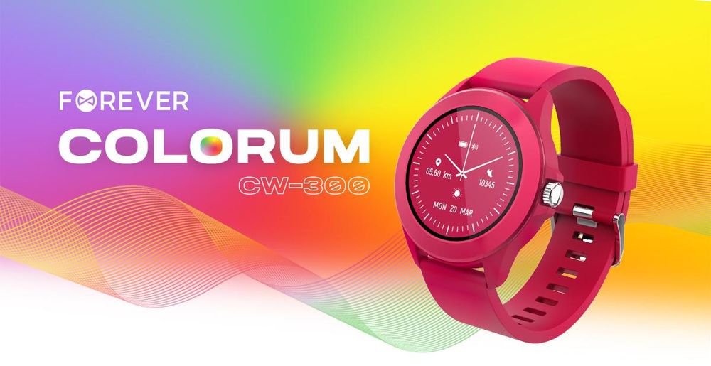 Forever Colorum CW-300 Smartwatch Tracker impermeabile IP68 Multi-Sport Funzione Bluetooth, Notifiche da App, Controllo Musica per Android iOS Magenta