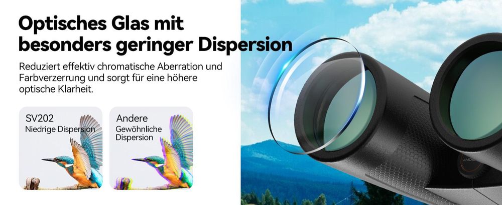 Svbony SV202 Upgraded 10x42 ED Fernglas, BAK4 Prisma, FMC, IPX7, Phasenkorrektur, Dielektrische Prismenbeschichtung, Weitwinkel, für Vogelbeobachtung
