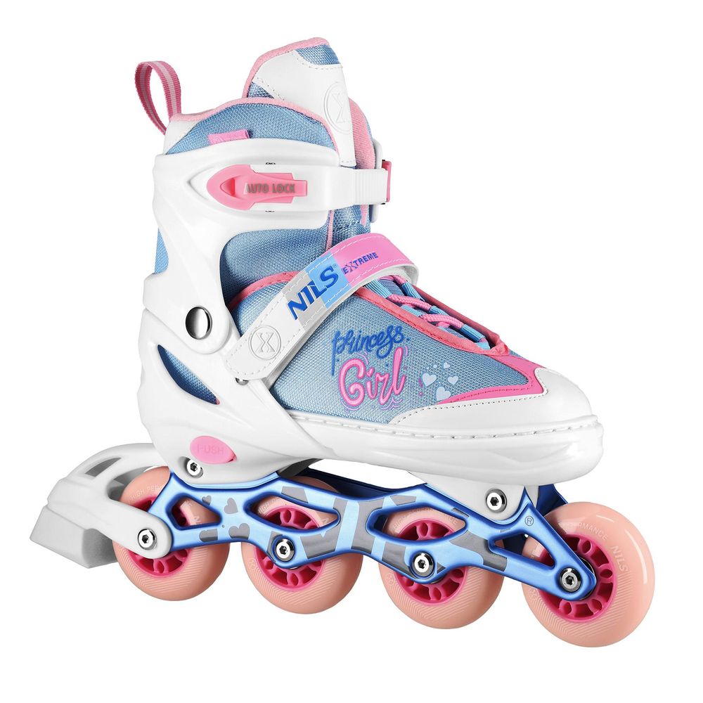 Nils Extreme NA18168A PRINCESS Inlineskates verstellbar – Weiß – Größe S (31–34) – ABEC7 – Aluminium-Schiene