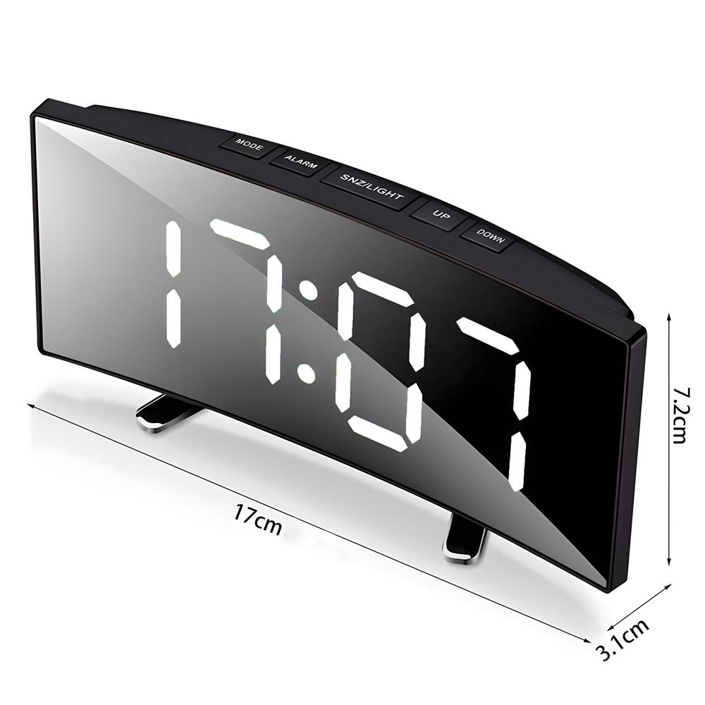 Wecker Digitaler Spiegel LED Einstellbare Helligkeit Reisewecker Dual Alarm Temperaturanzeige Tischuhr USB Wiederaufladbarer Batteriebetriebener Retoo
