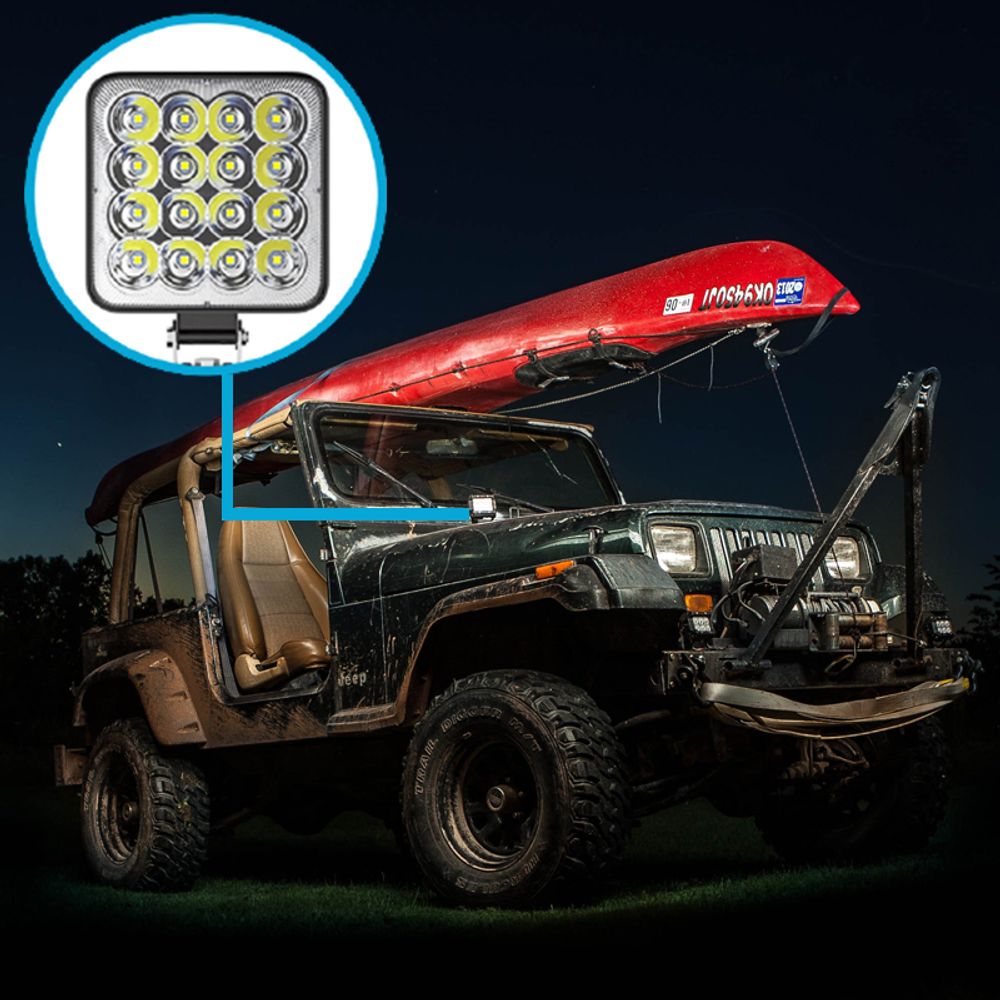 4x LED Arbeitsscheinwerfer Arbeitsscheinwerfer 12V 24V 8000lm Anbau Offrad SUV ATV Traktor Arbeitslicht Flutlicht Scheinwerfer Arbeitslicht 48W Retoo