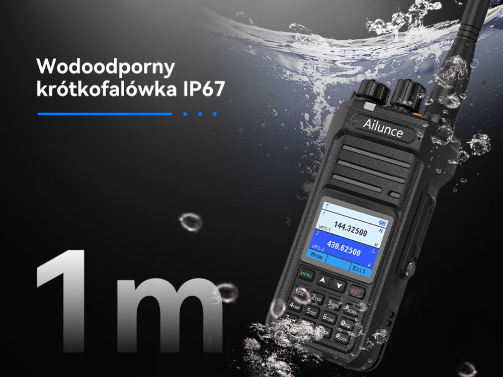 Radiotelefon Retevis Ailunce HA1UV, wodoodporne IP67, 2800 mAh, z funkcją repeatera, walkie talkie o dużym zasięgu do wędrówek na świeżym powietrzu